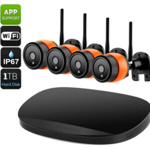 Wireless NVR Home Office Security Kit: 4x Nightvision Camera Remote Access: IP67